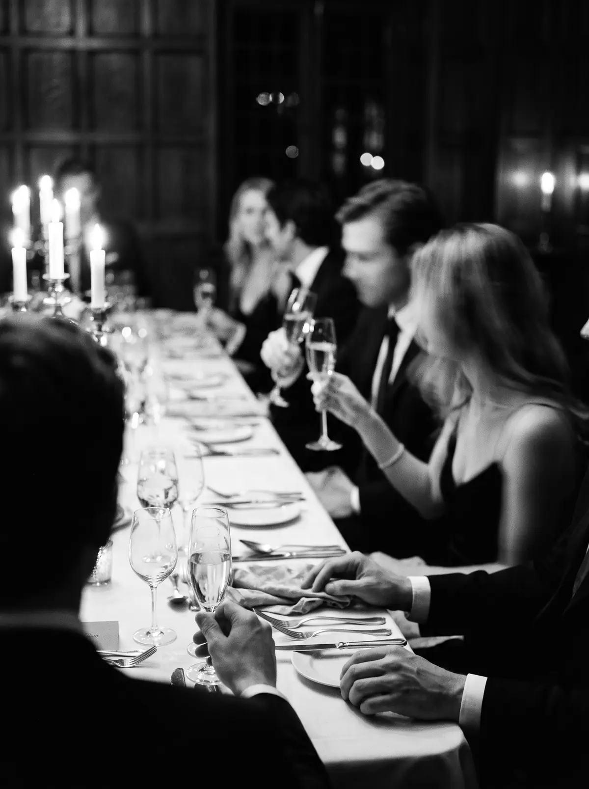 An Elysian evening — candlelit private table, black and white