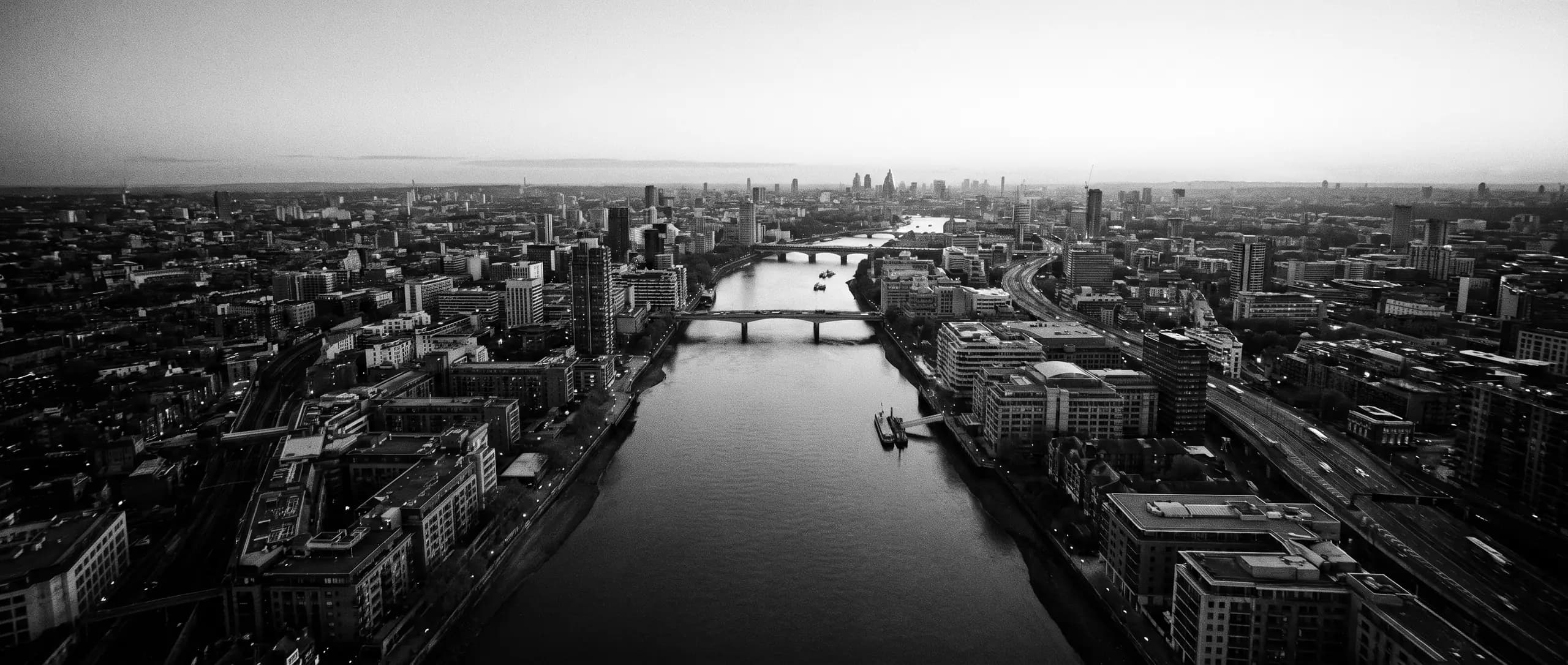 The Shard against the London night sky, black and white